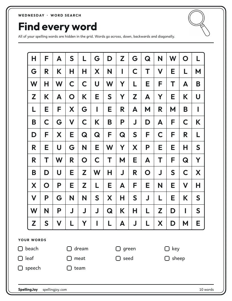 Wednesday: Find every word
